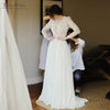 Long Sleeve Deep V-Neck Wedding Dresses Zipper Backless Elegant Classical A Line Vestido De Noivas DW498