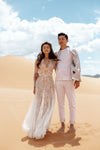 Long Sleeve Lace Dreamy Wedding Dresses V-Neck Boho Bridal Gowns Engagement Noivas Chic DW501