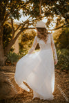 Long Sleeve Lace Wedding Dresses A Line Chiffon Skirt V-Neck Bohemian Bridal Gowns DW338