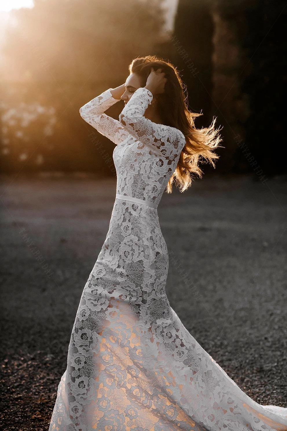Long Sleeve Lace Wedding Dresses Mermaid Vestido De Noivas Chic DW624 TANYA BRIDAL Long Sleeve Lace Wedding Dresses Mermaid Vestido De Noivas Chic DW624 TANYA BRIDAL