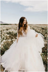 Long Sleeve Lace Wedding Dresses V-Neck ZW465