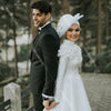 Long Sleeve Muslim Wedding Dresses high Collar Simple Elegant Bridal Gowns Floor Length DW315