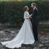 Long Sleeve Simple Wedding Dresses Backless Bridal Gowns Chic Noivas DW233