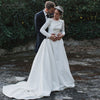 Long Sleeve Simple Wedding Dresses Backless Bridal Gowns Chic Noivas DW233