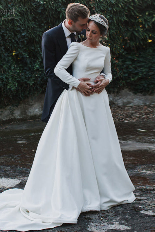 Long Sleeve Simple Wedding Dresses Chic Noivas DW233 - Long Sleeve Simple Wedding Dresses Chic Noivas DW233 -