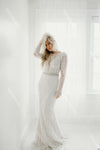 Long Sleeve Lace Beades Luxury Bohemian Bridal Gown  DW384