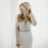 Long Sleeve Lace Beades Luxury Bohemian Bridal Gown  DW384