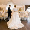 Long Sleeve V-Neck Wedding Dresses Lace Zipper Back Vestido De noivas DW325