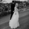 Long Sleeve Dot Tulle Illusion Bohemian A Line Wedding Dresses DW470