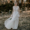 Long Sleeve Dot Tulle Illusion Bohemian A Line Wedding Dresses DW470
