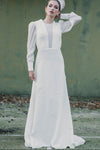 Long Sleeve Ivory Wedding Dresses Open Back