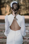 Long Sleeve Ivory Wedding Dresses Loose sleeve A Line Bridal Gowns Open back Vestido De Noivas DW242