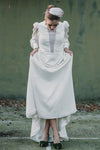 Long Sleeve Ivory Wedding Dresses Loose sleeve A Line Bridal Gowns Open back Vestido De Noivas DW242