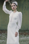 Long Sleeve Ivory Wedding Dresses Loose sleeve A Line Bridal Gowns Open back Vestido De Noivas DW242