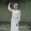 Long Sleeve Ivory Wedding Dresses Loose sleeve A Line Bridal Gowns Open back Vestido De Noivas DW242