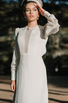 Long Sleeve Ivory Wedding Dresses Loose sleeve A Line Bridal Gowns Open back Vestido De Noivas DW242