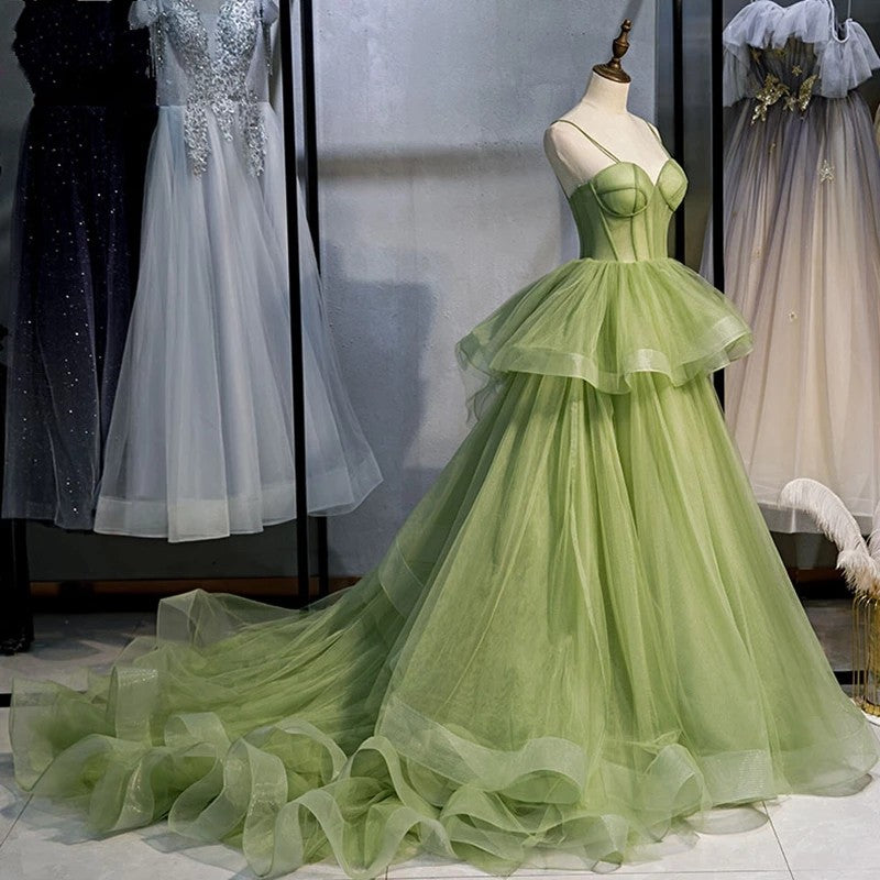 Long Woman Ceremony Dress Prom Fruit Green Prom Gown – TANYA BRIDAL