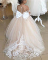 Lovely Champagne Tulle Wedding Flower Girls Dress DF001