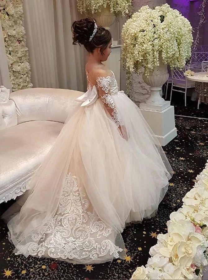 champagne flower girl dresses for toddlers Lorraine Premium Girls Dress - Champagne