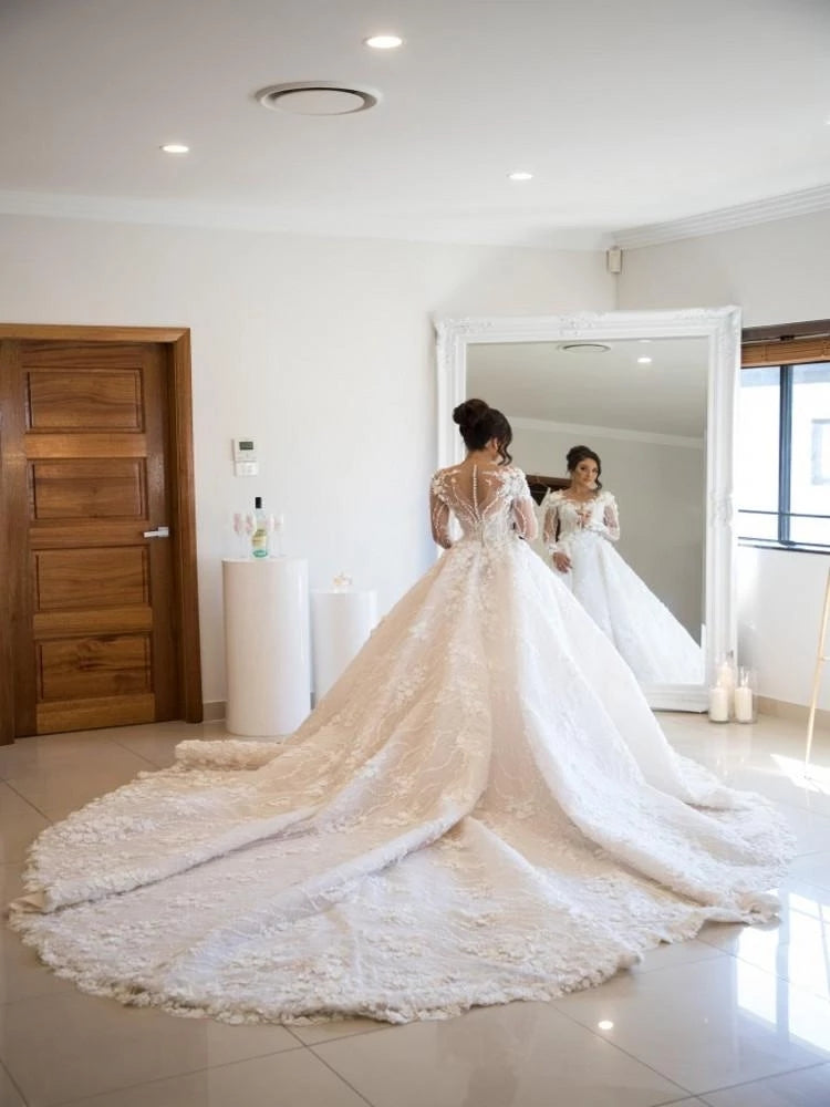 Luxury Lace Wedding Dress With 3D Flower TANYA BRIDAL Luxury Lace Wedding Dress With 3D Flower TANYA BRIDAL