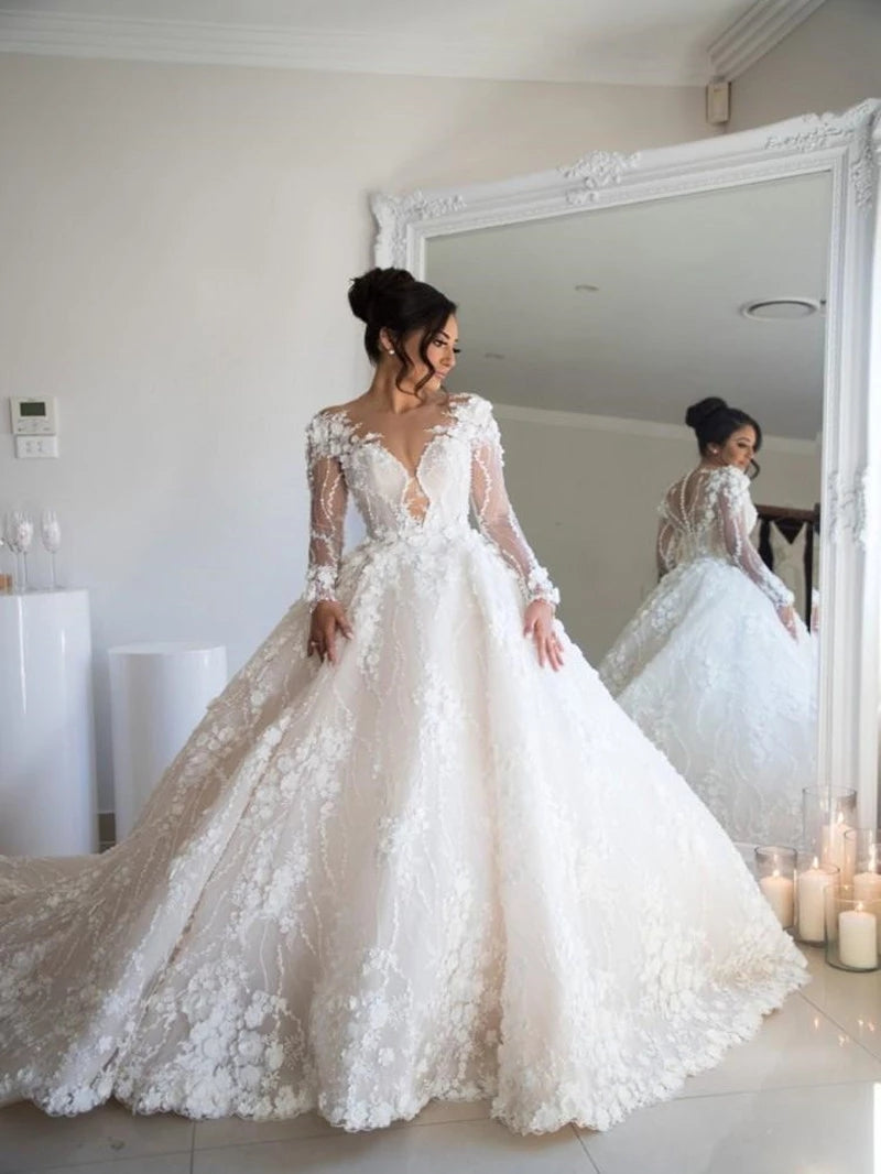 fitted lace wedding dress The Veda 3D Wildflower Girl Dress main image 0