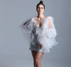 Luxury Pearls Embordery Tulle Wedding Puff Lantern Sleeves  DG054