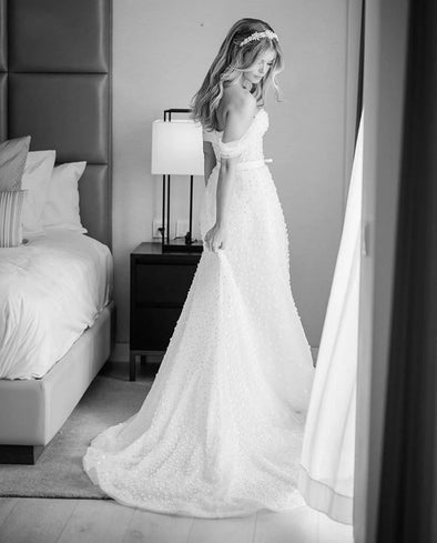 Luxury Wedding Dress With Beads Flower Mermaid Bridal Dress TB1389