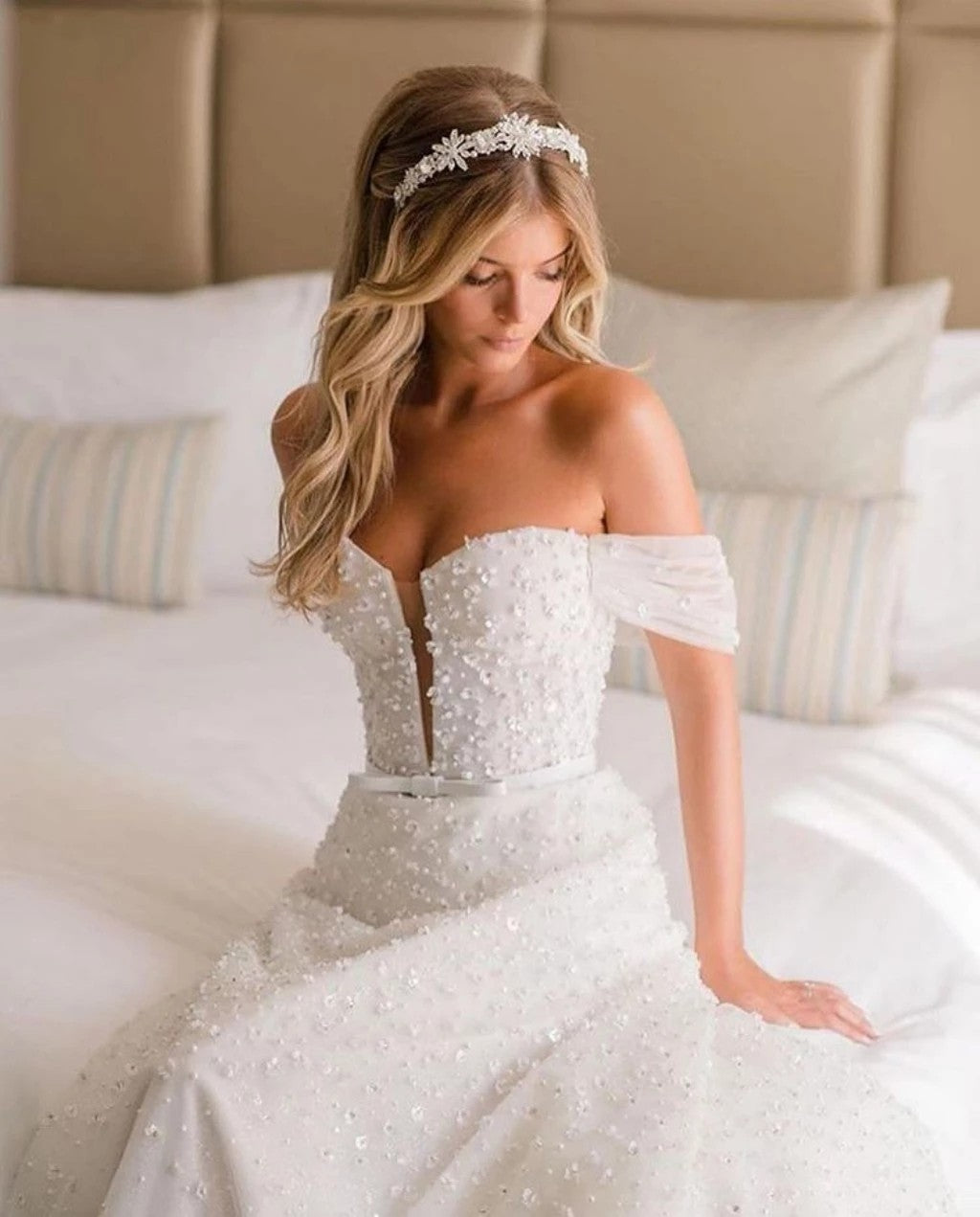 Luxury Wedding Dress With Beads Flower Mermaid Bridal Dress TB1389 -