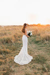 Mermaid Beades V-Neck  Lace Wedding Dresses With Detachable tulle skirts DW388