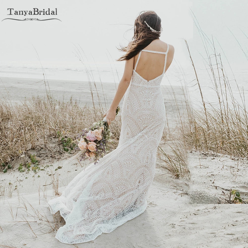 Mermaid Lace Wedding Dresses Bohemian Beach Bridal Gowns TANYA BRIDAL Mermaid Lace Wedding Dresses Bohemian Beach Bridal Gowns TANYA BRIDAL
