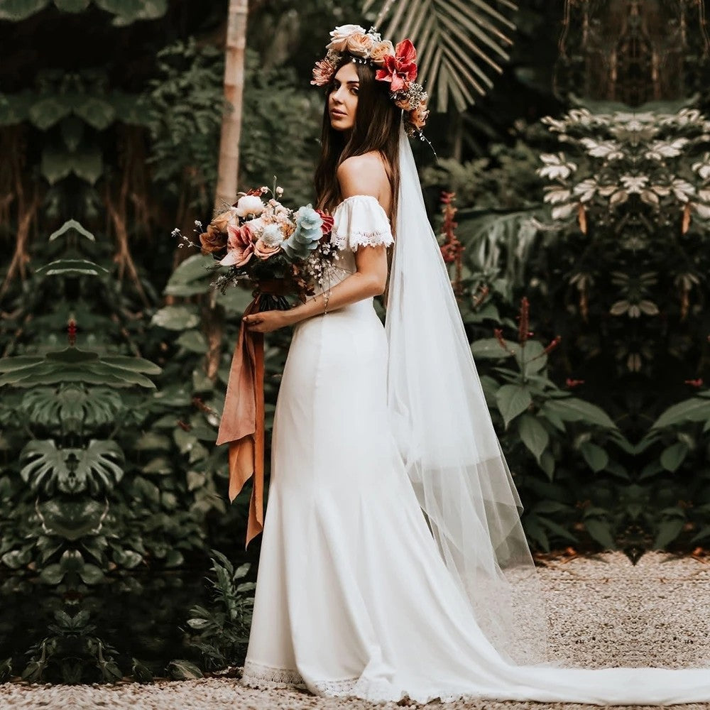 Mermaid Soft Satin Wedding Dresses Off Shoulder Elegant Beach Bridal G TANYA BRIDAL Mermaid Soft Satin Wedding Dresses Off Shoulder Elegant Beach Bridal G TANYA BRIDAL