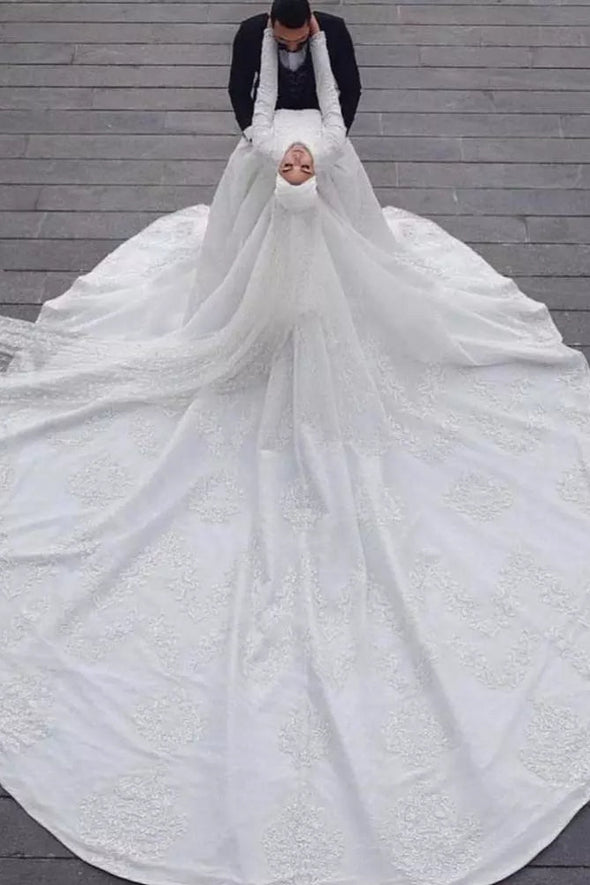 Muslim Mermaid Wedding Dresses With Detachable Train TBW78