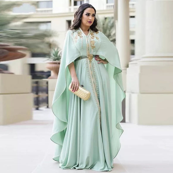 Moroccan Caftan Mint Green Evening Dresses Long TB1473