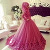 Long Sleeves High Neck Lace Islamic Muslim Wedding Dresses TBW74