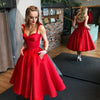 Evening Dresse Formal vestido noiva sereia Red Satin Prom Party Gown