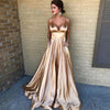 A Line Long Champagne Evening Dress Sexy Spaghetti Straps Party Formal Pageant Prom Gowns