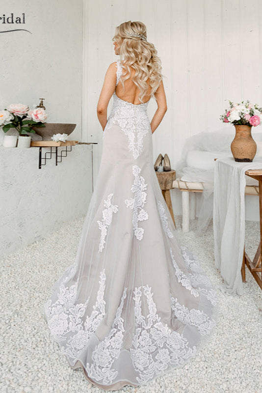 Mermaid Spaghetti Straps Lace Wedding Dress Bridal Gown TN151