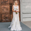 Nude champagne lace wedding dress mermaid bridal gowns DW221