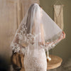 V821 Double Branch Lace Flower Bridal Veil