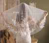 V821 Double Branch Lace Flower Bridal Veil