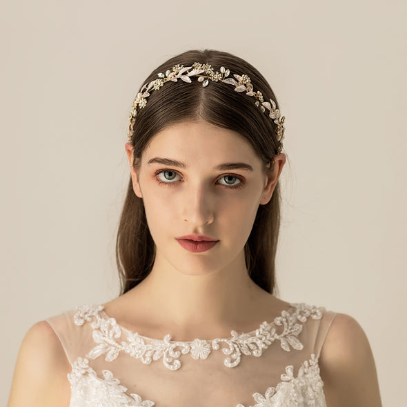 Crystal Bead Flower Bride Headbands Hair Comb Princess Wedding Bridal Hairbands Hair Accessories Tiaras