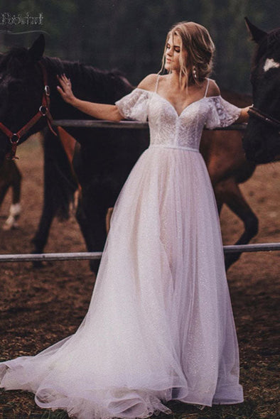 Off Shoulder Bohemian Wedding Dresses