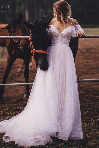 Off Shoulder Bohemian Wedding Dresses