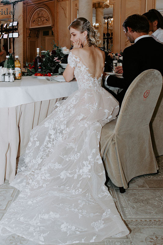 Off Shoulder Lace Wedding Dresses Vestido De Noivas Bohemian Chic DW178