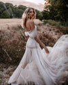 Off Shoulder Wedding Dress Bohemian Fashion Bridal Gowns Romantic Elegant Noivas Ruffles skirts Robe DW370