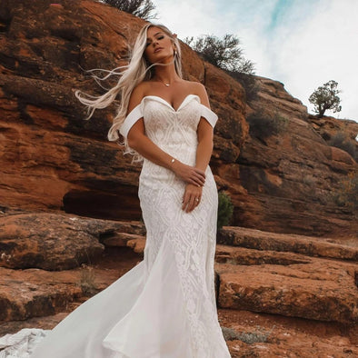 Off The Shoulder Mermaid Wedding Dresses Lace Noivas ZW470