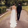 Off shoulder A Line Wedding Dresses Backless Chiffon Bridal Gowns Robe de Soriee DW311