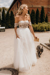 Off shoulder sweetheart wedding dress Romantic Tull skirts elegant Bridal Gowns Fashion detail Noivas DW300