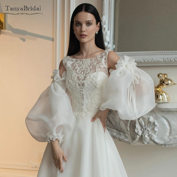 Organza Lantern Sleeve Detachable Wedding Sleeve DG036