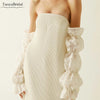 Pearl Trimmed Detachable Lace Puffed Sleeves Wedding Sleeve DG033